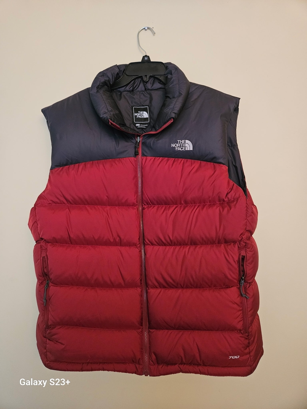 The North Face Men's Red and Black Insulated Down Vest 700